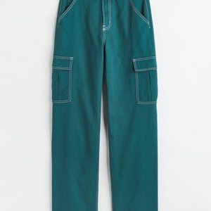 H&M Green 90s Baggy High Waist Jeans